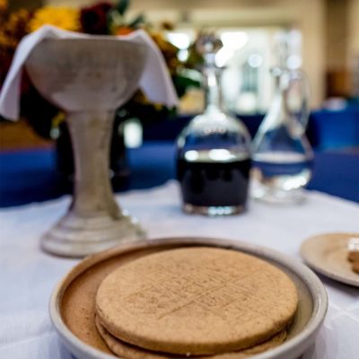 The sacrament of eucharist on a table.