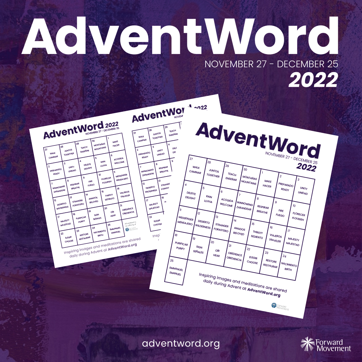 AdventWord 2022 Printable Calendars